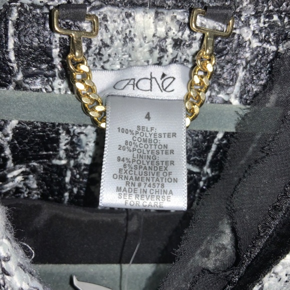 Cache tweed jacket Sz 4 velvet & lace ribbon trim - Picture 5 of 5